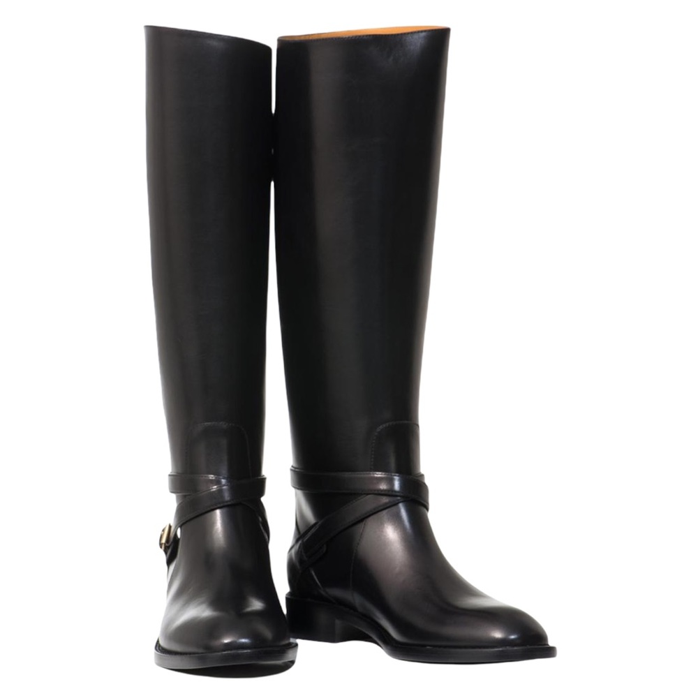 Saint Laurent Cavalière Leather Riding Boots
